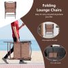Set of 2 Patio Folding Sling Back Camping Deck Chairs - Brown