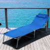 Folding Chaise Lounge Chair Bed Adjustable Outdoor Patio Beach - Blue