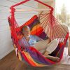 Hammock Hanging Chair Canvas Porch Patio Swing Seat Portable Camping Rope Seat - Red