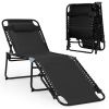 Foldable Recline Lounge Chair with Adjustable Backrest and Footrest - Black