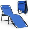 Foldable Recline Lounge Chair with Adjustable Backrest and Footrest - Blue