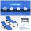 Foldable Recline Lounge Chair with Adjustable Backrest and Footrest - Blue