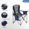 Folding Camping Chair Portable Padded Oversized Chairs with Cup Holders - Blue