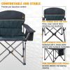Folding Camping Chair Portable Padded Oversized Chairs with Cup Holders - Green