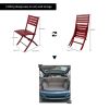 Outdoor Folding Chair Set of 2 All Weather Aluminum Patio Chairs - Red