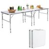 2 Pieces Folding Utility Table with Carrying Handle-White - white