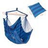 Hammock Hanging Chair Canvas Porch Patio Swing Seat Portable Camping Rope Seat - Blue