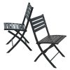 Outdoor Folding Chair Set of 2 All Weather Aluminum Patio Chairs - grey