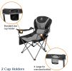Outdoor Reclining Camping Chair 3 Position Folding Lawn Chair Supports 350 lbs - Black & Grey