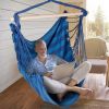Hammock Hanging Chair Canvas Porch Patio Swing Seat Portable Camping Rope Seat - Blue