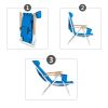 Backpack Beach Chair Folding Portable Chair Blue Solid Camping Hiking Fishing - Blue