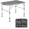 Outdoor Travel Adjustable Height Folding Camping Table - Black - Camping Table