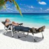 Beach Folding Chaise Lounge Recliner with 7 Adjustable Positions - Gray