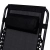 3PC Zero Gravity Reclining Lounge Chairs Pillows Table Portable Folding - Black - Steel ,textilene fabric