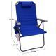 2-Pack Reclining 4-Position Oversize Beach Chair; Blue - Blue - Steel; Polyester; Plastic