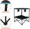 Bosonshop Folding Table, Travel Camping Picnic Collapsible Round Table with 4 Cup Holders and Carry Bag (Black & Blue) - Black & Blue