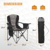 Folding Camping Chair Portable Padded Oversized Chairs with Cup Holders - Black