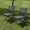 Outdoor Folding Chair Set of 2 All Weather Aluminum Patio Chairs - grey