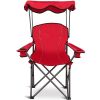 Portable Folding Beach Canopy Chair with Cup Holders - Red