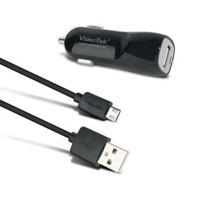VisionTek 2 Amp Car Charger with 3.2ft Micro USB Cable (900933)