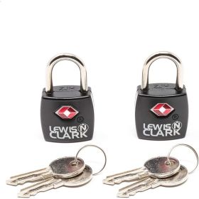 Lewis N. Clark Travel Sentry TSA Lock + Mini Padlock ncludes 4 Keys 2-Pack Black
